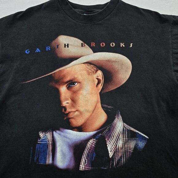 Vtg 1998 Garth Brooks Shirt Mens XL Blue Rose Graphic Concert Tour Country Music - Picture 6 of 13